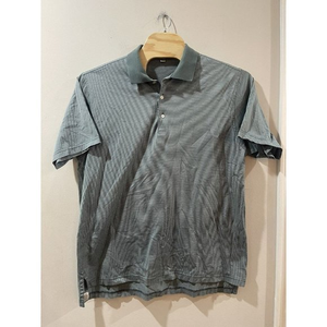 Peter Millar‎ Men's Golf Polo Shirt Green Striped Short Sleeve Size XL